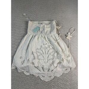 Kimchi & Blue Top Womens Medium White Eyelet Lace Smocked Cami Tank Boho